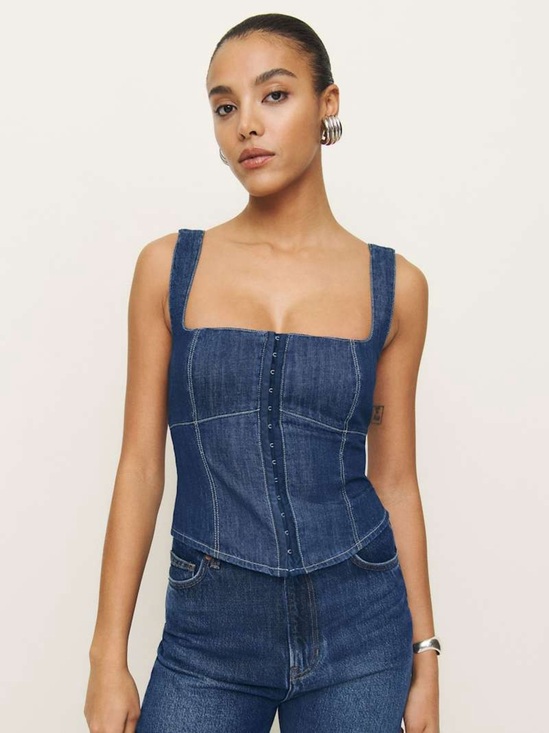 Reformation Tops - New Reformation Tagliatelle Denim Top
